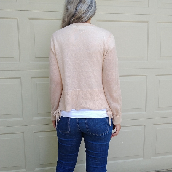 anthropologie MOTH pale peach mohair cardigan S M - Picture 8 of 9